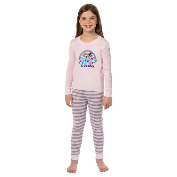 My Little Pony Girls Twilight Sparkle Rainbow Dash Besties Tight Fit 2PC Sleep Pajama Set