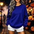 thumbnail image 4 of TKLPEHG Womens Halloween Sweatshirt Fashion Halloween Graphic Long Sleeve Crewneck Loose Fit Fall Clothes Casual Comfy Pullover (Blue,L), 4 of 5
