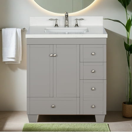 Lavanti Depos Solidwood 30-inch Bathroom Vanity with Sink - Stylish Gray