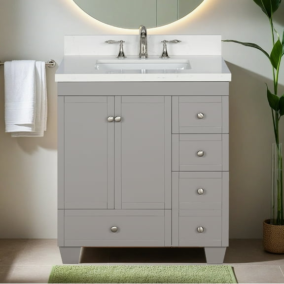 Lavanti Depos Solidwood 30*18-inch Bathroom Vanity with Sink - Stylish Gray