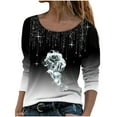 thumbnail image 1 of Qertyioot Mode Femme Ample Col Rond Imprimé Long, 1 of 4
