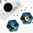 thumbnail image 4 of Naloa Night Sky Forest Bald Eagle Leather Coasters for Drinks, Durable Drink Coasters 4 Set for Tabletop Protection, Luxurious Home Décor and Housewarming Gift ( {designName})Hexagon, 4 of 6