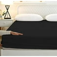 thumbnail image 2 of 3 Piece Fully Elastisized Fitted Sheet Set - 400 TC - 15" Deep Pocket - 100% Egyptian Cotton (Fitted Sheet & Pillow Cases) Wrinkle Free Fitted Sheet-Black Solid,Queen-XL Size (60 x 84), 2 of 6