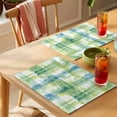 thumbnail image 4 of Blue Green Gradient Placemats Set of 12, Geometric Grids Non-Slip Place Mats Washable Table Mats for Kitchen Dining Table Decorations Indoor/Outdoor, 4 of 9