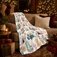 thumbnail image 3 of Whimsical Retro Camping Trailers Tents Watercolor Pattern, Rustic Camping Scene, Warm Flannel Blanket for Cabin and Lodge, Outdoor Lovers Camping Gift, Rustic Home Decor, 3 of 9