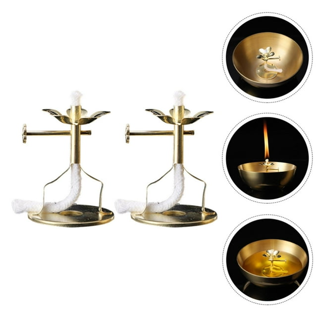 Soporte de mecha para lámpara de , soporte de lámpara de mecha, suministros de Altar budista, soporte de lámpara Ghee Largo 7x4cm perfecl Soporte para mecha de lámpara de mantequilla