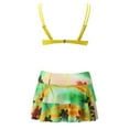 thumbnail image 5 of Puntoco Womens swimsuits clearance, 2 Piece Hawaiian Tropical Print Swim Cami Bra and Ruffles Skirts Yellow, 5 of 7