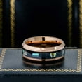 thumbnail image 3 of Jewelry Avalanche Men's Rose Gold Tungsten Carbide Wedding Band – Abalone Shell Inlay, Beveled Edge, 8mm Comfort Fit Ring size 12.5, 3 of 4