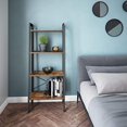 thumbnail image 2 of Ballucci Industrial Bookshelf, 4-Tier Ladder Shelf, Bookcase Storage Rack Shelves, with Metal Frame, for Living Room, Bedroom, Kitchen, Office, Rustic Brown, 2 of 5