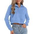 thumbnail image 4 of VISALY Half Zip Pullover Tunic Sweatshirt Sweatshirt for Women Fall Winter Tops Long Sleeve Shirts Oversized Tshirts Round Neck Basic Sweatshirt Pullover Sweatshirt Plain Sweatshirt Women Sky Blue Xl, 4 of 4