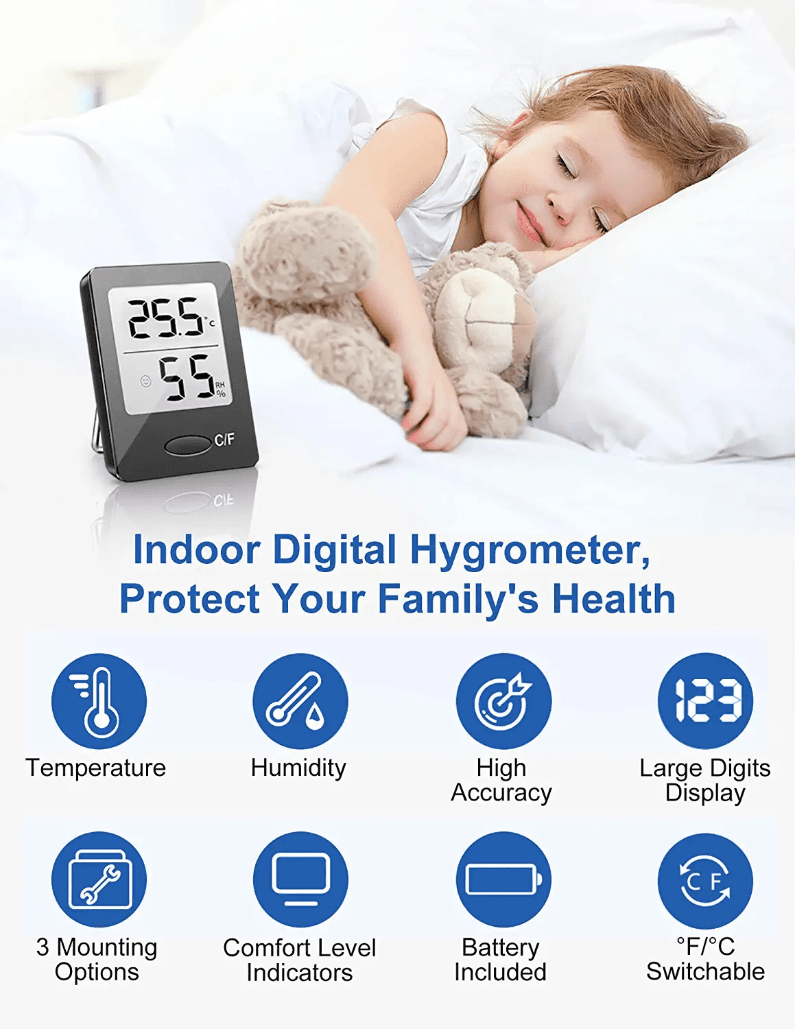 Buy Habor Accurate Digital Hygrometer Indoor Thermometer Clear Big