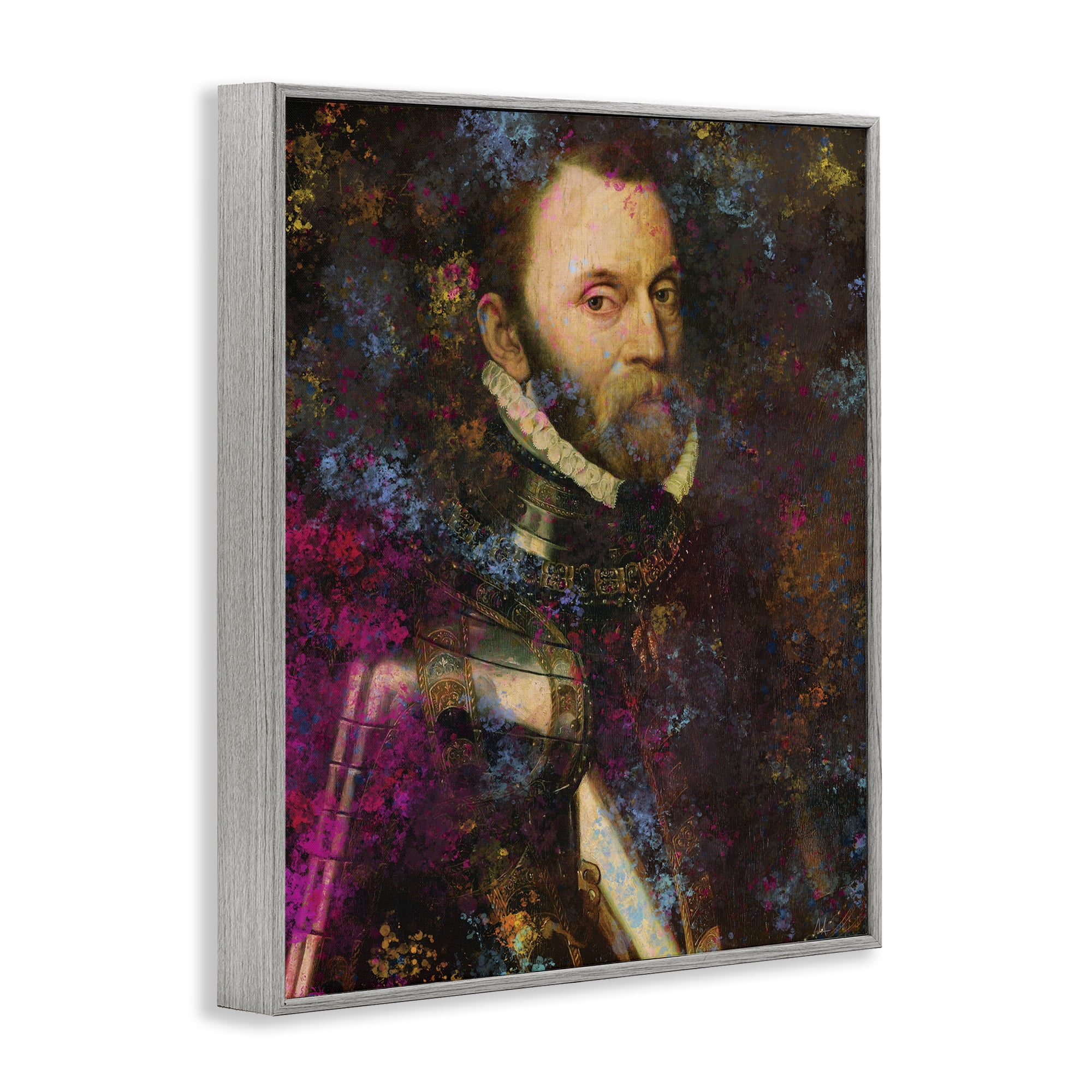 Stupell Industries Dappled Royalty Portrait Gray Framed Giclee Art, design by Sarah Adams