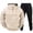 Khaki, variant on Blekii Men's Warm Sweatsuit Set, Solid Color Fleece Hoodie & Pants, Winter Lounge Two-Piece Outfit, Thick Cozy Home Wear Set, Matching Gym Joggers Outfit, Complete Casual Set for