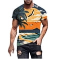 thumbnail image 2 of Zylanna Men's T-Shirts Tee, Short Sleeve Crew Neck Summer Hawaii Print Fashion Tops for Mens Orange, 2 of 5
