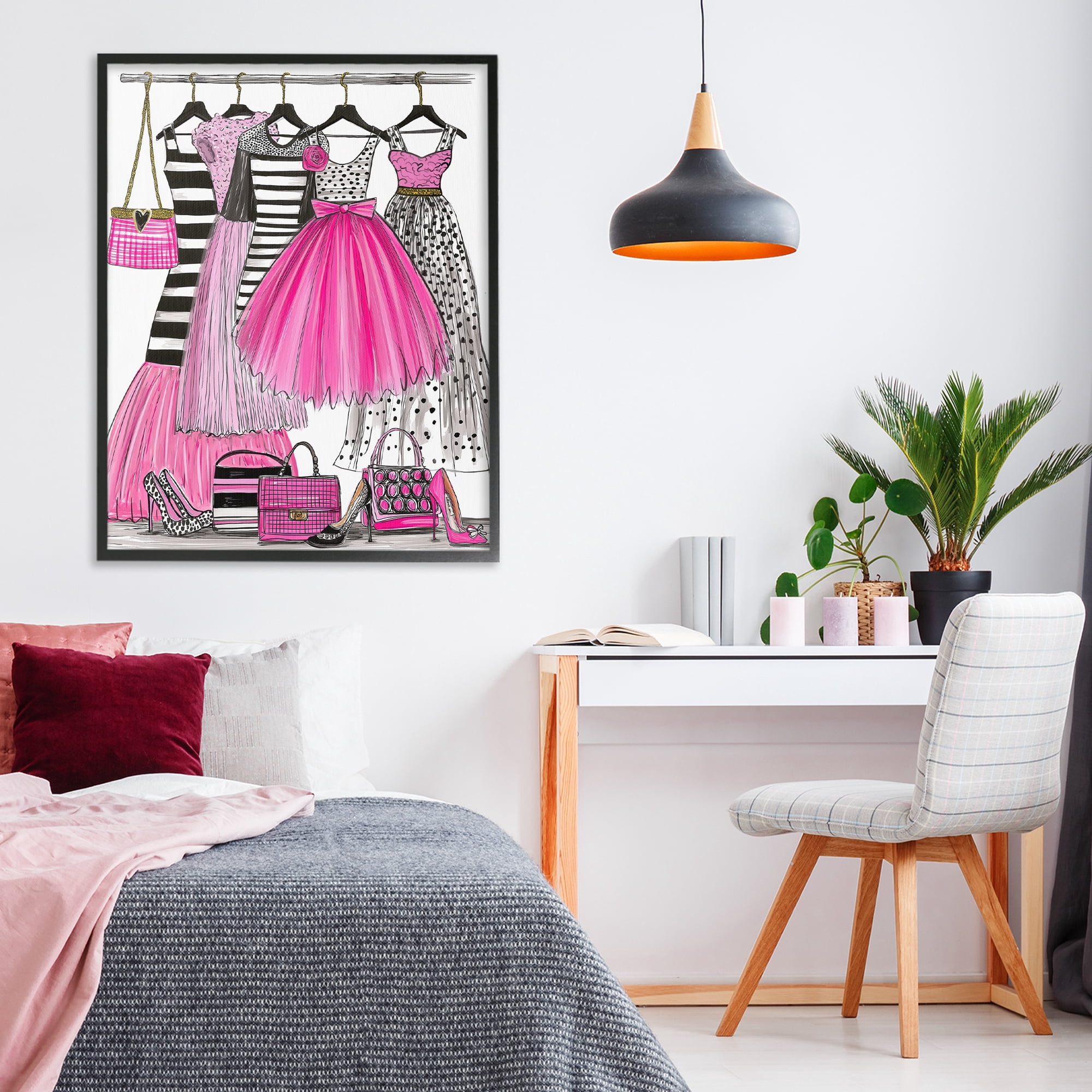 Stupell Industries Chic Pink Tulle Dresses Black Framed Giclee Art, design by Jess Stempel