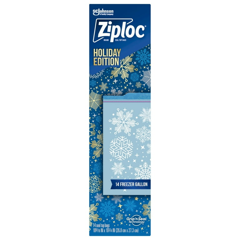 Ziploc Holiday Freezer Bags 14 CT Gallon with Grip 'n Seal