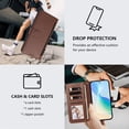 thumbnail image 5 of Heavy Duty Wallet Phone Case for [Motorola Moto G Stylus 2025 5G] with Card Slots and Kickstand Brown, 5 of 5