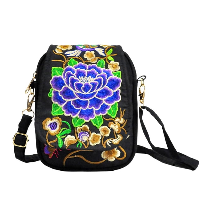 Bolso De Hombro Para Mujer, Bolso De Viaje, Bandolera Con Bordado Floral Vintage, Bolso Con Tapa Para Monedas, Bolso Con Cremallera Eigraketly AP007590-03