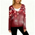thumbnail image 6 of Women's Fashion Long Sleeve Christmas Snowman Snowflake Print Jacket Cardigan for Holiday Party and Casual Daily Wear,Wine,M, 6 of 6