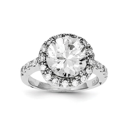 925 Sterling Silver Polished CZ Cubic Zirconia Simulated Diamond Ring Size 6 - Jewelry Gift for Mom
