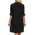 thumbnail image 6 of Deago Summer Dresses for Women V Neck Ruffle Short Sleeve Solid Color Casual Loose Shirt Dress (Black, S), 6 of 9
