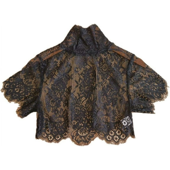 CAILDANL Women's Lace Turtleneck Detachable Fake Collar Half Shirt Blouse Lace Flower Pullover Simple Shirt Collar Collar