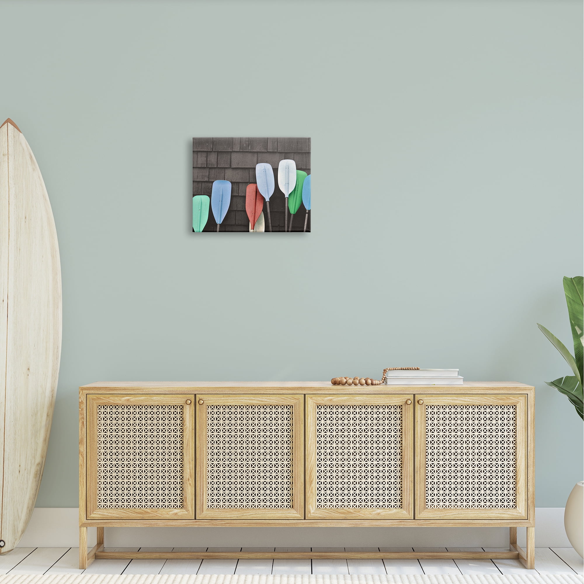 Stupell Industries Mixed Ores Against Beach Shed Boating Paddle Photograph Gallery Wrapped Canvas Print Wall Art, Design by Daphne Polselli