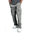 thumbnail image 4 of Whlbf Cargo Pants for Men under $10,Mens and Big Mens Flex Cargo,Men Fitness Cargo Pants Trouserss Drawstring Elastic Waist Solid Color Pocket Trousers Loose, 4 of 6