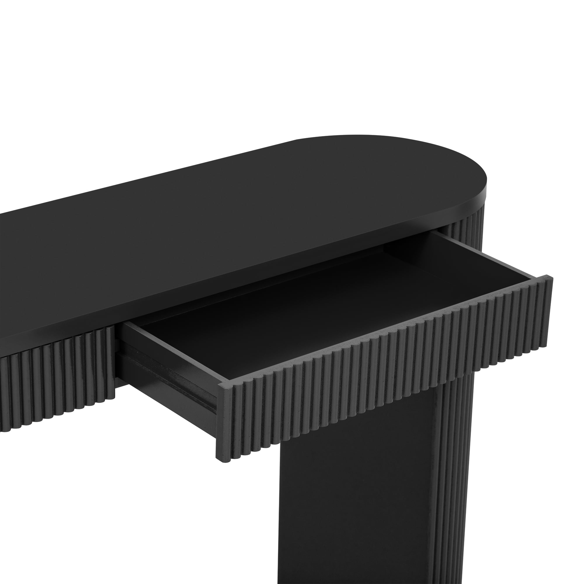 Euroco 58.3" Console Table with 2 Drawers, Narrow Long Sofa Table Behind The Couch, Wood Entryway Table with Adjustable Feet for Living Room, Hallway,Foyer,Black