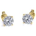 thumbnail image 6 of JeenMata 3 Carat Round Moissanite - 4 Prong Solitaire Stud Earrings - 18K Yellow Gold Plating Over Silver, 6 of 6