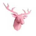thumbnail image 1 of Cabeza de ciervo con astas colgantes, animal geométrico, montaje en pared, arte de pared, accesorios de arte Rosado, 1 of 8