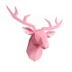 thumbnail image 1 of Escultura de figura de animal colgante geométrica con cabeza de ciervo en 3D para colgar en la pared. Rosado, 1 of 8