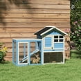 thumbnail image 2 of Demi Bonn 48" Wooden Outdoor Bunny Rabbit Hutch with Waterproof Asphalt Roof, Removable Tray & Ramp Garden Backyard Pet House Chicken Coop, Blue, 2 of 11