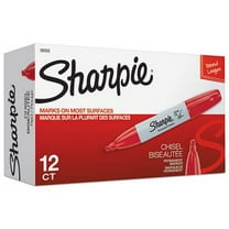 Sharpie 38202 Permanent Marker, 5.3mm Chisel Tip, Red, Dozen