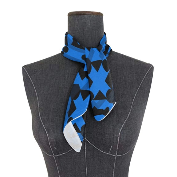 Square Scarf 24x24 Inch Dark Blue Black Plaid Silky Satin Sun Protection Neck Scarf for Women Multi-Purpose Head Wrap Bandana for Hair Bag Decoration