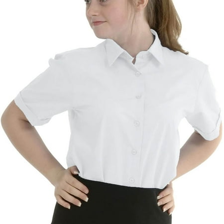 

Tejiojio Girls and Toddlers Soft Cotton Clearance Girls School Blouse Shirt Short Sleeve White Sky Blue Ages 3-18 Years Tops