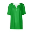 thumbnail image 4 of Ltctricy T Shirts for Women Soft Casual Short Sleeve V Neck Quarter Button Solid Color Tunic Tops Loose Tee Blouses, 4 of 5