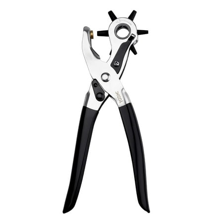 Revolving Punch Plier Kit  XOOL Leather Hole Punch Set for Belts  Watch Bands  Straps  Dog Collars  Saddles  Shoes  Fabric  DIY Home or Craft Projects  Heavy Duty Rotary Puncher  Multi Hole Sizes Make