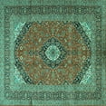 thumbnail image 1 of Ahgly Company Machine Washable Indoor Square Medallion Turquoise Blue Traditional Area Rugs, 8' Square, 1 of 4