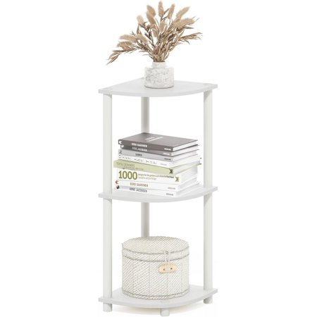 CHTER Turn-N-Tube Corner Shelf, 3-Tier Corner Bookshelf, Display Storage Shelves with Open Shelves, for Organization and Storage, Living Room, Home Office, Garage, White