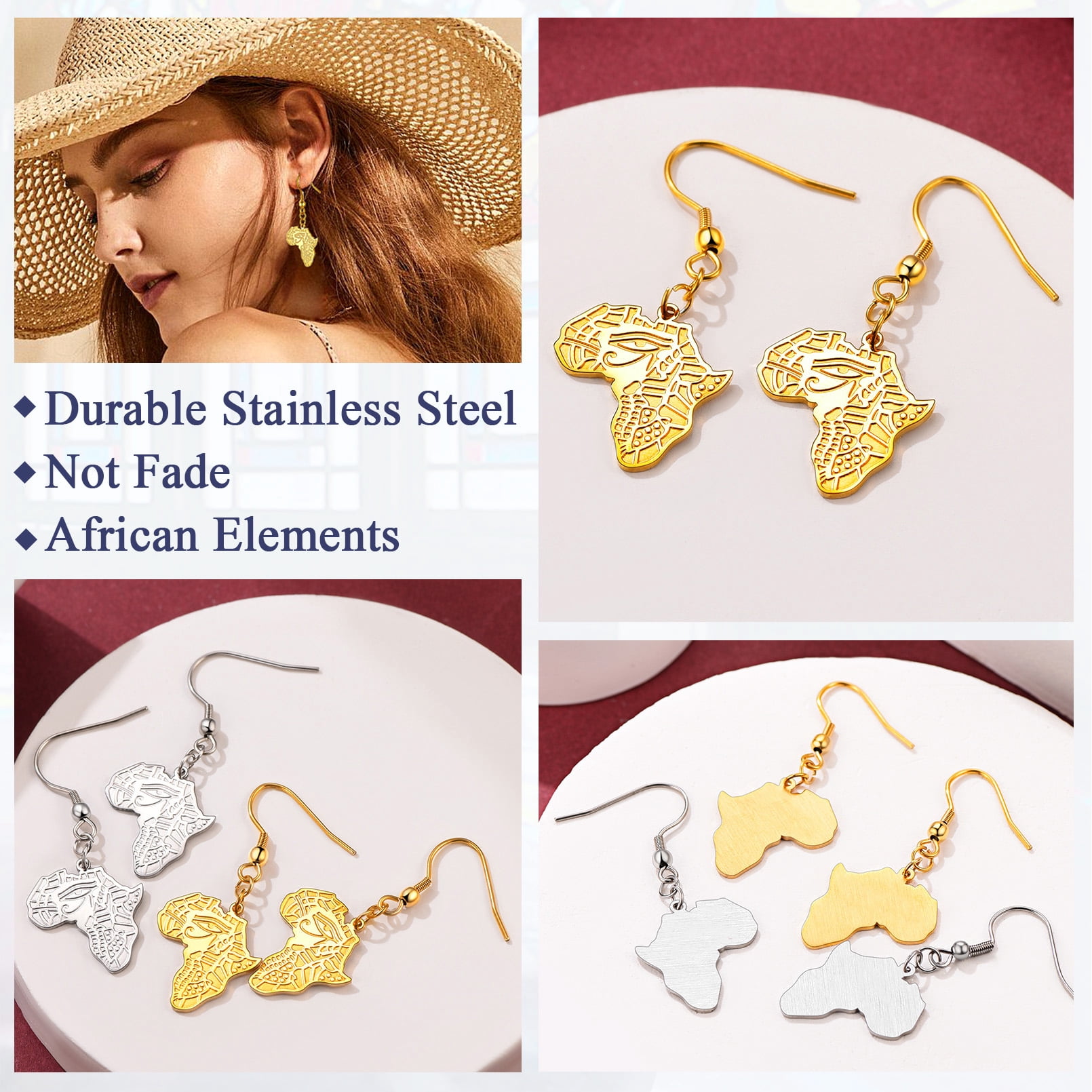 Juneteenth Wooden Beaded Earrings | Colorful Lightweight Ethnic Style Earrings For Women & Gifts