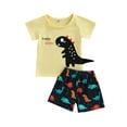 thumbnail image 1 of Seyurigaoka 2 Pieces Kids Suit Set, Letter Dinosaur Print Round Neck Short Sleeve T-Shirt+ Shorts for Boys, 9 Months-4 Years, 1 of 8