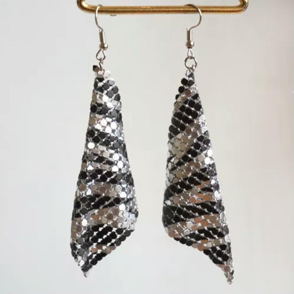 USA Stars Stripes Flag Independence Day Metal Mesh Drops Earrings Punk Bijoux
