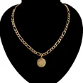 thumbnail image 3 of Collar con colgante de moneda tallada para mujer, cadena de acero inoxidable, medallón de color dorado, gargantilla larga, cadena geométrica redonda de una pieza para hombre, 3 of 5