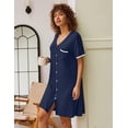 thumbnail image 4 of Ekouaer Nightgowns for Women Button Down Pajamas Tops Short Sleeve Sleepwear V-Neck Sleepwear, 4 of 7