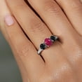 thumbnail image 4 of Gem Stone King 2.50 Ct Oval Red Ruby Black Sapphire 925 Sterling Silver Ring (Size 7), 4 of 6