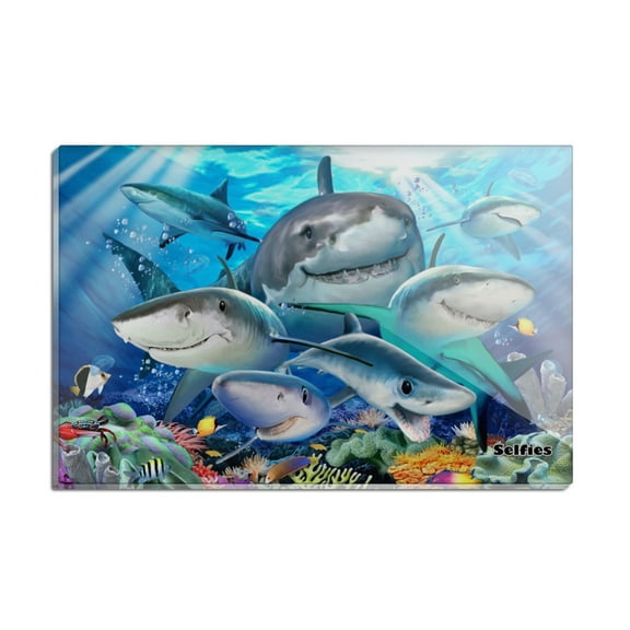 Shark Ocean Selfie Rectangle Acrylic Fridge Refrigerator Magnet