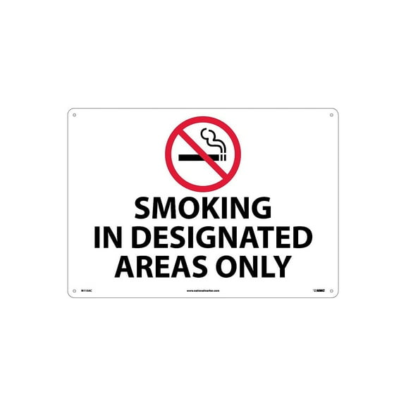 National Marker Information Signs; Smoking In Designated Areas Only Graphic 14" x 20" .040 Aluminum