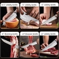 thumbnail image 4 of 10-PCS Kitchen Knives Set, German Stainless Steel for Chef Knife Set with Wooden Handle, Hand Hammered Blade Meat Cleaver Knife for Cutting and Slicing, 4 of 7