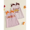 thumbnail image 3 of RUINIXCW Toddler Baby Girl Thanksgiving Tank Dress Outfit Infant Baby Girls Fall Winter Clothes Turkey Rolls Embroidery Sleeveless Striped Dress Overalls, 3 of 7